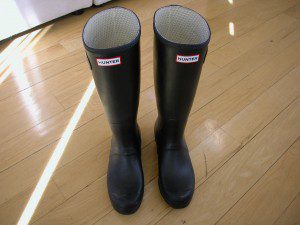 Front view of Hunter Wellington rain boots