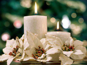 Holiday candles and flowers